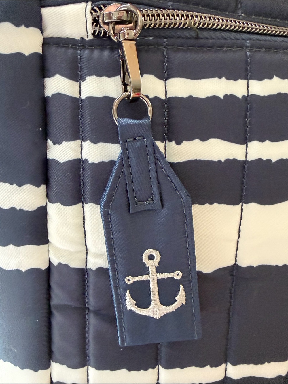 lug Paddle Navy Stripe Quilted Tote Bag - Picture 6 of 7
